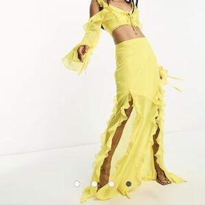 NWT ASOS yellow Ruffle Set Size 14
